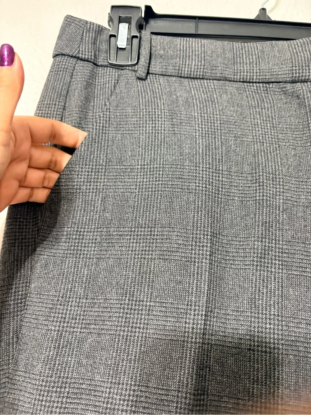 Woman’s J. Crew City Fit Wool Dark Gray Glen Plaid Career Straight Leg Pants 8